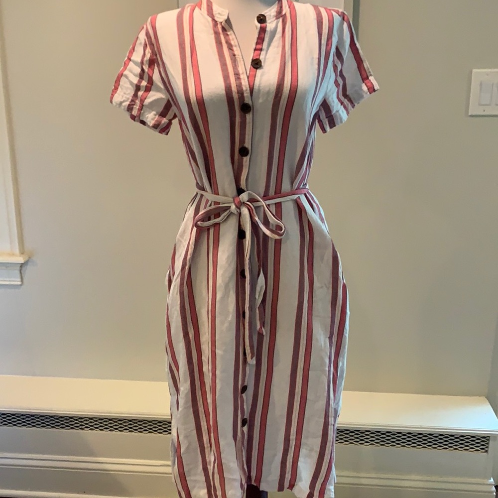 Stripped Midi Button down dress.
